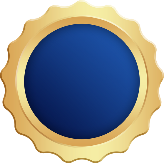 Blue Gold Badge. Gold Seal Stamp.
