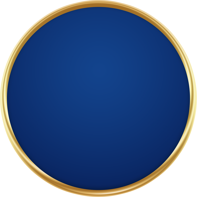 Blue Gold Badge. Gold Seal Stamp.